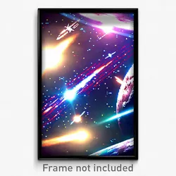 Pixel Art Poster - Detailed Galaxy Battle (8 Bit Psychedelic Video Game Print)