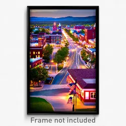 Pixel Art Poster - Stunning American Town (8 Bit Psychedelic Video Game Print)