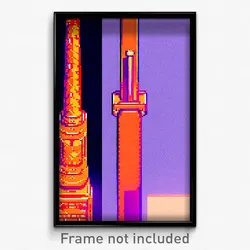 Pixel Art Poster - Orange Pillar (8 Bit Psychedelic Trippy Video Game Print)