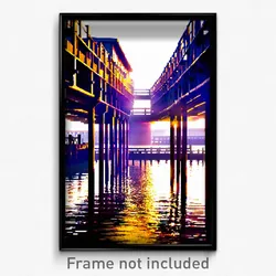 Pixel Art Poster - Complex Wharf (8 Bit Psychedelic Trippy Video Game Print)