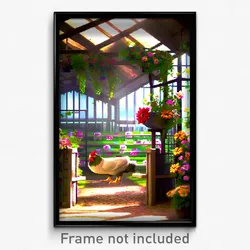 Pixel Art Poster - Flowery Coop (8 Bit Psychedelic Trippy Video Game Print)