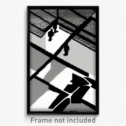 Pixel Art Poster - Black And White Territory (8 Bit Video Game Print)