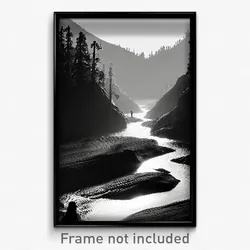 Pixel Art Poster - Black And White Wilderness (8 Bit Video Game Print)