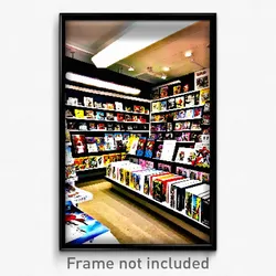 Pixel Art Poster - Neat Comic Book Store (8 Bit Psychedelic Video Game Print)