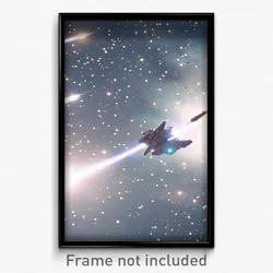 Pixel Art Poster - Gray Galaxy Battle (8 Bit Psychedelic Video Game Print)