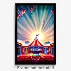 Pixel Art Poster - Faraway Circus (8 Bit Psychedelic Trippy Video Game Print)