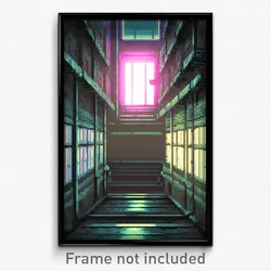 Pixel Art Poster - Faraway Sewer (8 Bit Psychedelic Trippy Video Game Print)