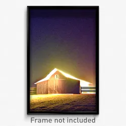 Pixel Art Poster - Nocturnal Barn (8 Bit Psychedelic Trippy Video Game Print)