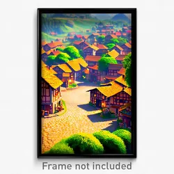 Pixel Art Poster - Perfect Village (8 Bit Psychedelic Trippy Video Game Print)