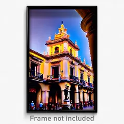 Pixel Art Poster - Bustling Spanish Architecture (8 Bit Video Game Print)