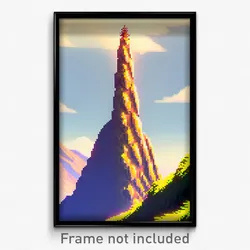 Pixel Art Poster - Mountainous Spike (8 Bit Psychedelic Trippy Video Game Print)