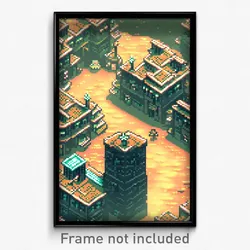 Pixel Art Poster - Warlike Town (8 Bit Psychedelic Trippy Video Game Print)