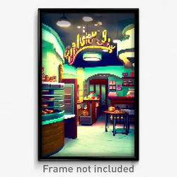 Pixel Art Poster - Wiggly Bakery (8 Bit Psychedelic Trippy Video Game Print)