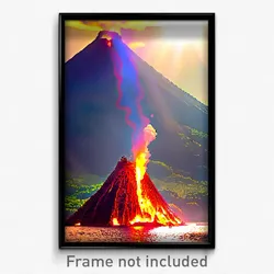 Pixel Art Poster - Blissful Volcano (8 Bit Psychedelic Trippy Video Game Print)