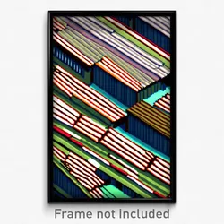 Pixel Art Poster - Striped Rooftops (8 Bit Psychedelic Trippy Video Game Print)