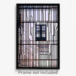 Pixel Art Poster - Complex Wire Frame Window (8 Bit Video Game Print)