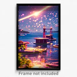 Pixel Art Poster - Bubbly Harbour (8 Bit Psychedelic Trippy Video Game Print)