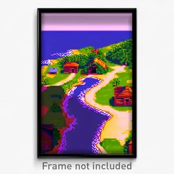 Pixel Art Poster - Rural Isle (8 Bit Psychedelic Trippy Weird Video Game Print)