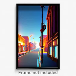 Pixel Art Poster - Sky Blue Street (8 Bit Psychedelic Trippy Video Game Print)