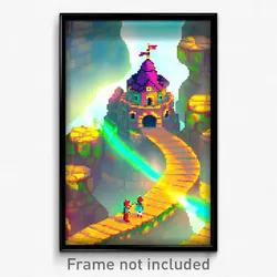 Pixel Art Poster - Whimsical Stronghold (8 Bit Psychedelic Video Game Print)