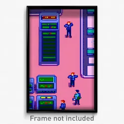 Pixel Art Poster - Animated Stock Trading Floor (8 Bit Video Game Print)