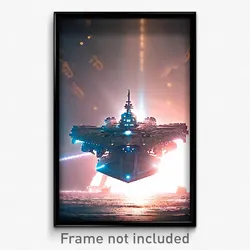 Pixel Art Poster - Admirable Spaceship (8 Bit Psychedelic Video Game Print)
