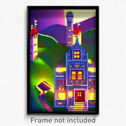 Pixel Art Poster - Villainous Cartoon Architecture (8 Bit Video Game Print)