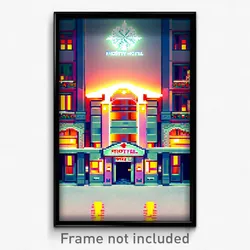 Pixel Art Poster - Frosty Hotel (8 Bit Psychedelic Trippy Video Game Print)