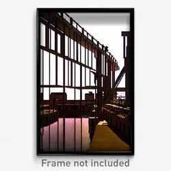Pixel Art Poster - Brown Shipyard (8 Bit Psychedelic Trippy Video Game Print)
