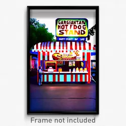 Pixel Art Poster - Gargantuan Hot Dog Stand (8 Bit Psychedelic Video Game Print)