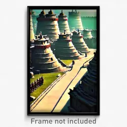 Pixel Art Poster - Long Fortifications (8 Bit Psychedelic Video Game Print)
