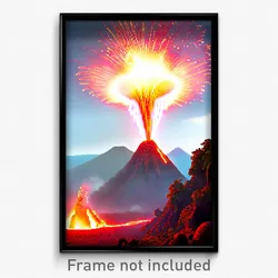 Pixel Art Poster - Esteemed Volcano (8 Bit Psychedelic Trippy Video Game Print)