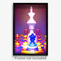 Pixel Art Poster - Voluminous Chess Piece (8 Bit Psychedelic Video Game Print)