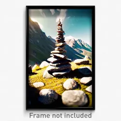 Pixel Art Poster - Magnificent Cairn (8 Bit Psychedelic Trippy Video Game Print)