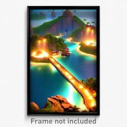 Pixel Art Poster - Grand Exotic Island (8 Bit Psychedelic Video Game Print)