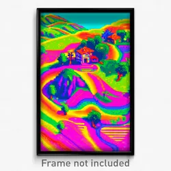 Pixel Art Poster - Colorful Country (8 Bit Psychedelic Trippy Video Game Print)