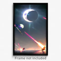 Pixel Art Poster - Incredible Moon Battle (8 Bit Psychedelic Video Game Print)