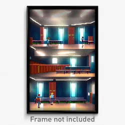 Pixel Art Poster - Digital Middle School (8 Bit Psychedelic Video Game Print)