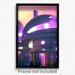 Pixel Art Poster - Little Futuristic Architecture (8 Bit Video Game Print)