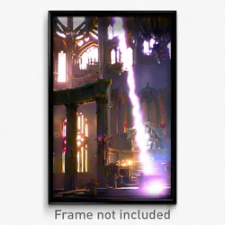 Pixel Art Poster - Damaged Sanctuary (8 Bit Psychedelic Trippy Video Game Print)