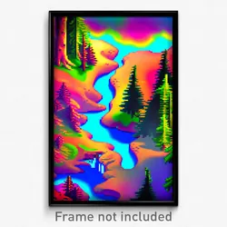 Pixel Art Poster - Multicolored Wilderness (8 Bit Psychedelic Video Game Print)