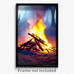 Pixel Art Poster - Haunting Bonfire (8 Bit Psychedelic Trippy Video Game Print)