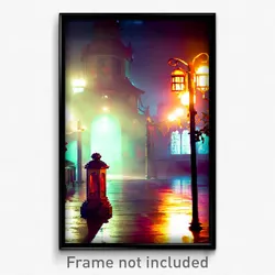 Pixel Art Poster - Haunted Esplande (8 Bit Psychedelic Trippy Video Game Print)