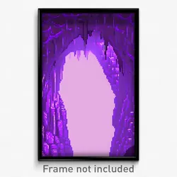 Pixel Art Poster - Purple Cavern (8 Bit Psychedelic Trippy Video Game Print)