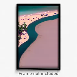 Pixel Art Poster - Perfect Beach (8 Bit Psychedelic Trippy Video Game Print)
