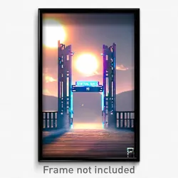 Pixel Art Poster - Virtual Gate (8 Bit Psychedelic Trippy Video Game Print)