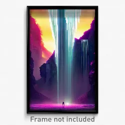 Pixel Art Poster - Dim Cascade (8 Bit Psychedelic Trippy Weird Video Game Print)