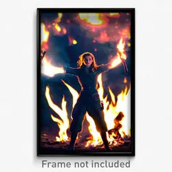Pixel Art Poster - Nocturnal Fire (8 Bit Psychedelic Trippy Video Game Print)
