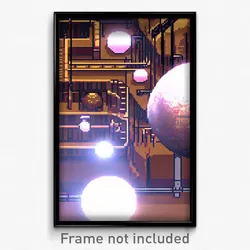Pixel Art Poster - Spherical Factory (8 Bit Psychedelic Trippy Video Game Print)