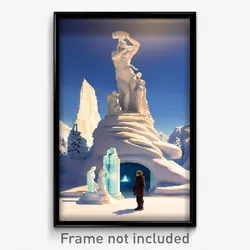 Pixel Art Poster - Arctic Statue (8 Bit Psychedelic Trippy Video Game Print)